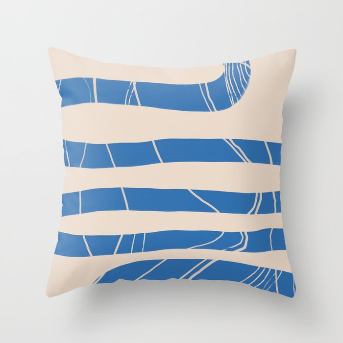 The Sailor's Way - Abstract Wave Line in Blue Throw Pillow