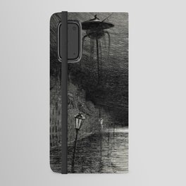 Alien invasion abandoned city streets - War of the Worlds vintage poster by Henrique Alvim Corrêa Android Wallet Case