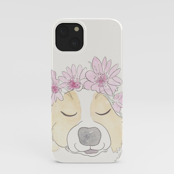 Adorable Corgi with Pink Flower Crown iPhone Case