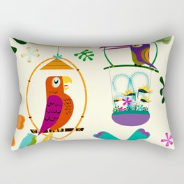 Vintage Modern Tiki Birds Rectangular Pillow