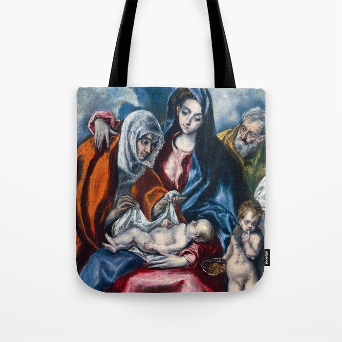 The Holy Family with Saint Anne and the Infant John the Baptist by El Greco Tote Bag