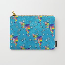 Colorful Shark with Bubbles on a Light Blue Background Carry-All Pouch