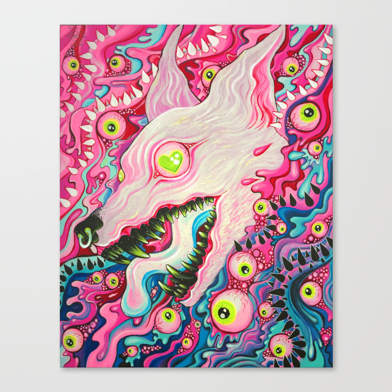 Glitterwolf Acrylic Painting Canvas Print By Cloudsover31 Society6