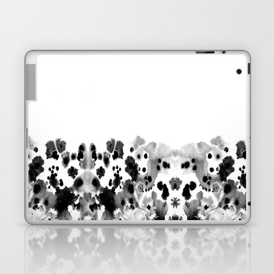 Mona - Black and White Painted Spots, painterly, abstract, monochrome cell phone case Laptop & iPad Skin