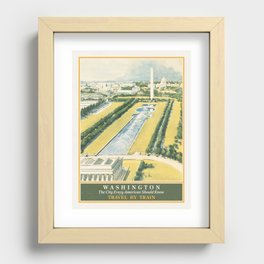 Washington DC Railroad Towards the Capitol Travel Poster Art Print Recessed Framed Print