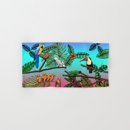 Tropical Parrots In A Jungle Sunset Hand & Bath Towel