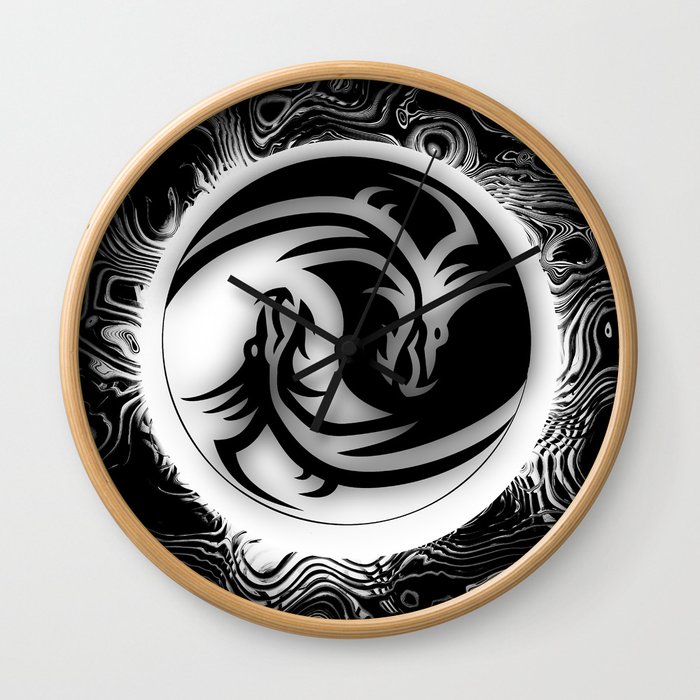 Yin and Yang Dragons Wall Clock