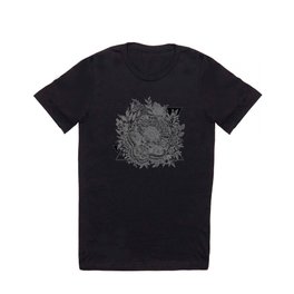 Eutierria II T-shirt | Dotting, Moth, Drawing, Foliage, Linocut, Ink, Relief, Printmaking, Black And White, Nature 