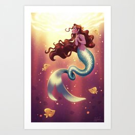 Mermaid with Twisty Tail Art Print