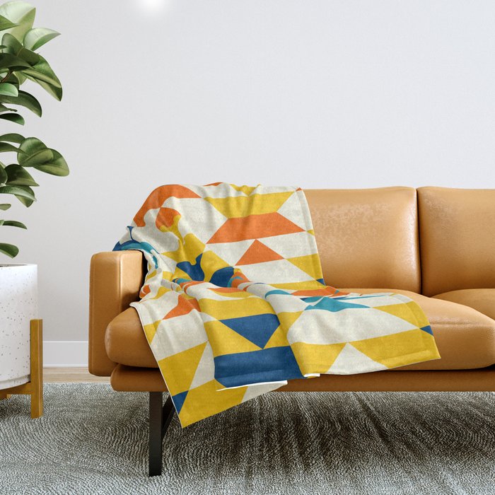 Bohemian large aztec diamonds orange pattern Throw Blanket by Dana