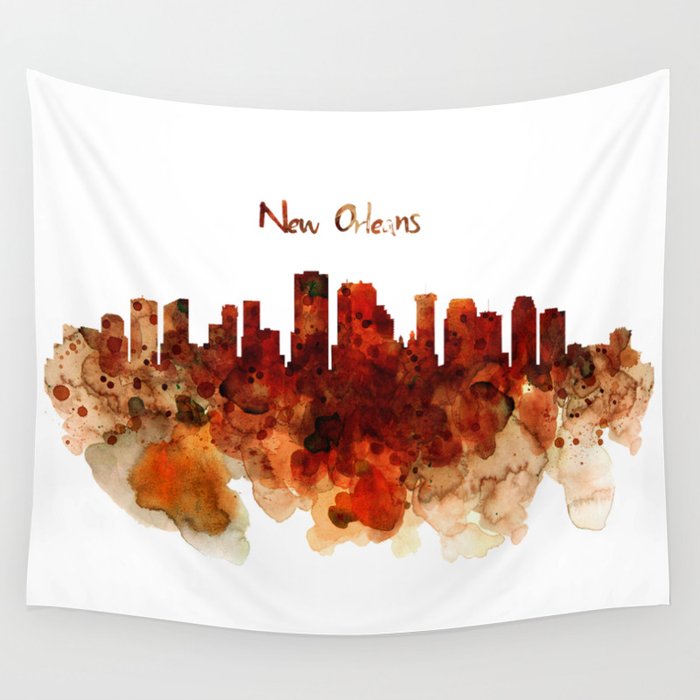 New Orleans watercolor skyline Wall Tapestry