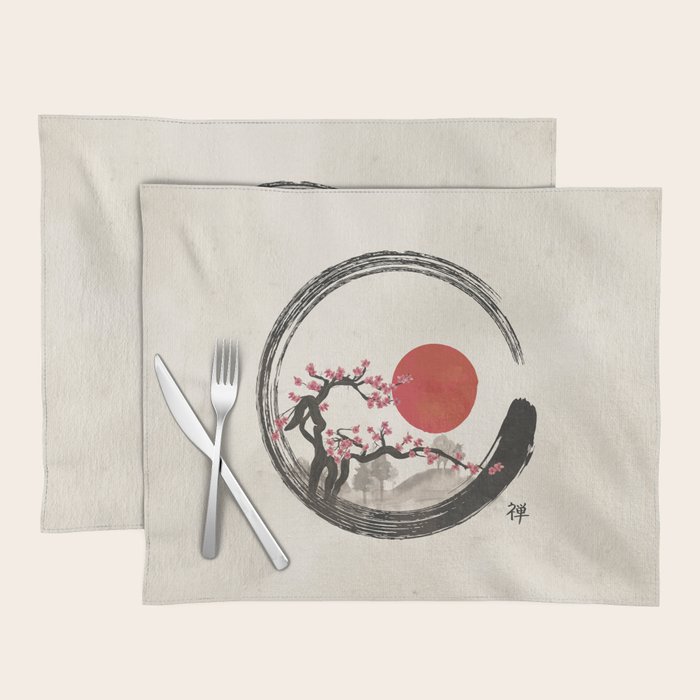 Zen Enso Circle and Sakura Tree Placemat by Creativemotions Society6
