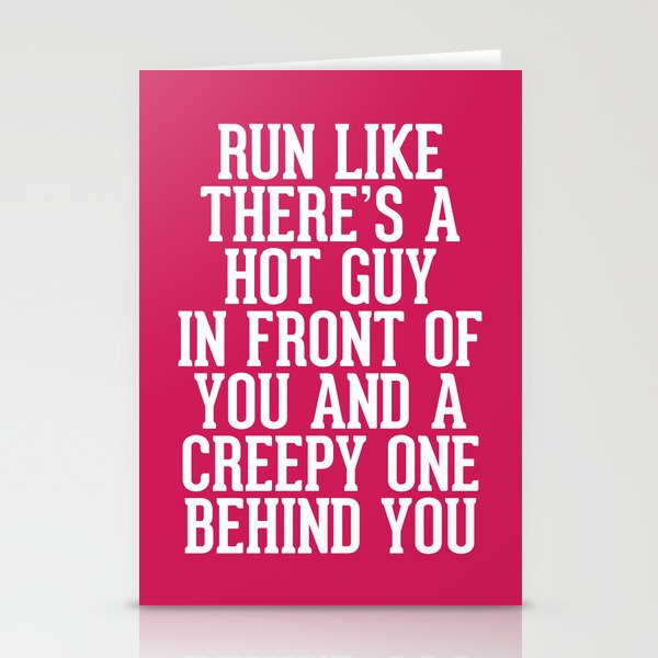 Hot Guy In Front Funny Running Quote Stationery Cards