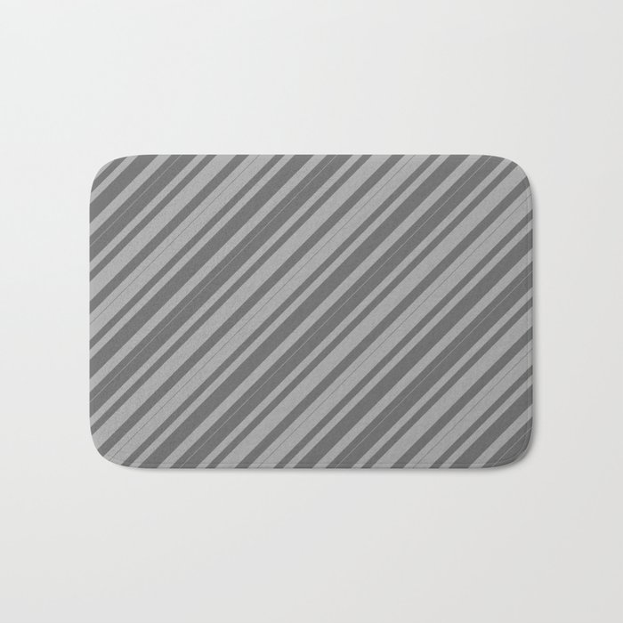 Dark Grey and Dim Grey Colored Lined/Striped Pattern Bath Mat