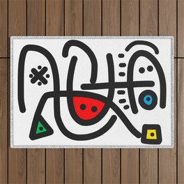 Graffiti Black and White Abstract Symbolic Man Video Game  Outdoor Rug