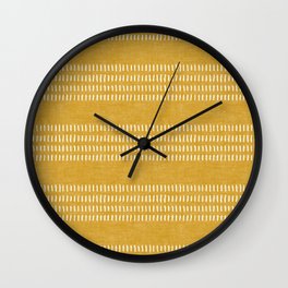 farmhouse stitch - gold Wall Clock