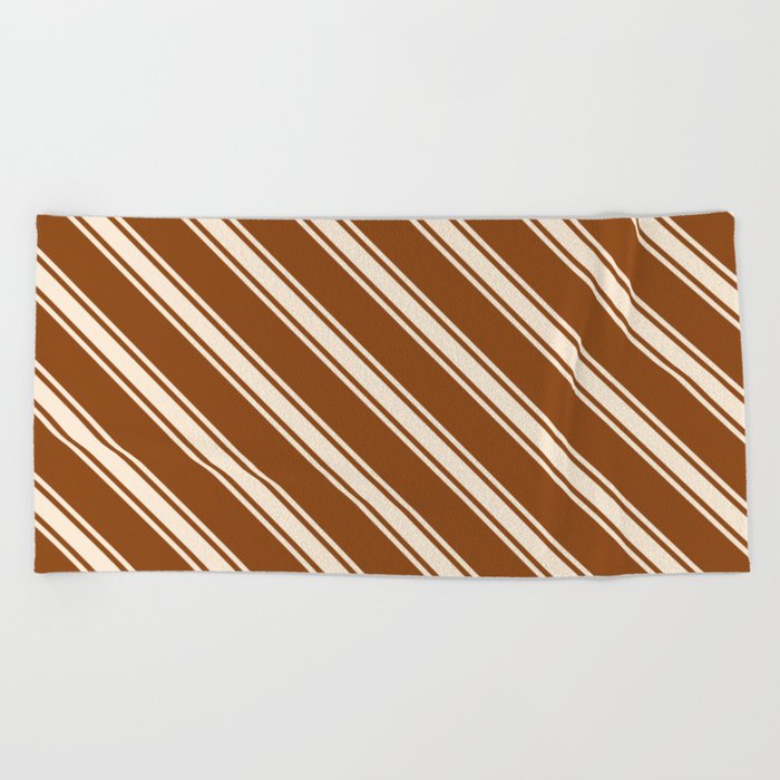 Brown & Beige Colored Stripes Pattern Beach Towel