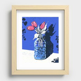 Holland Tulips Bouquet on Cobalt and Delft Blue Recessed Framed Print