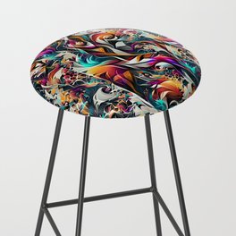 Unique Colorful Abstract Swirl Pattern Bar Stool