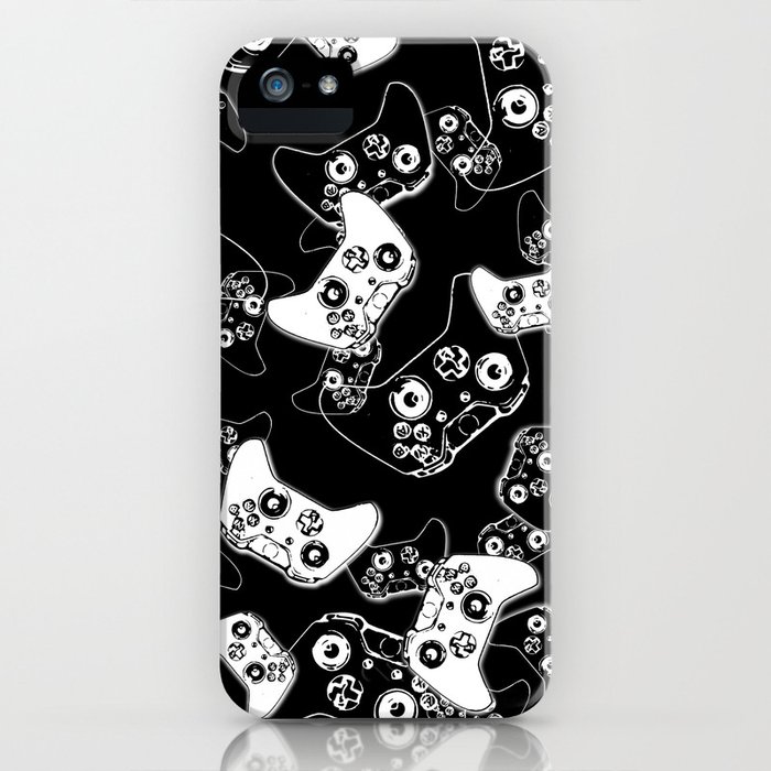 video game white on black iphone case