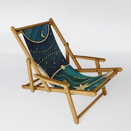 Celestial Starry Emerald Gold Cosmos Sling Chair