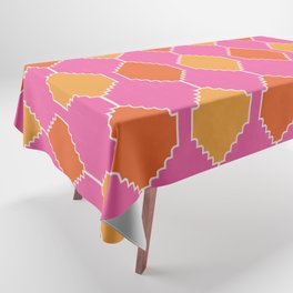 70s 60s Colorful Ethnic Quatrefoil Kilim Pattern Tablecloth