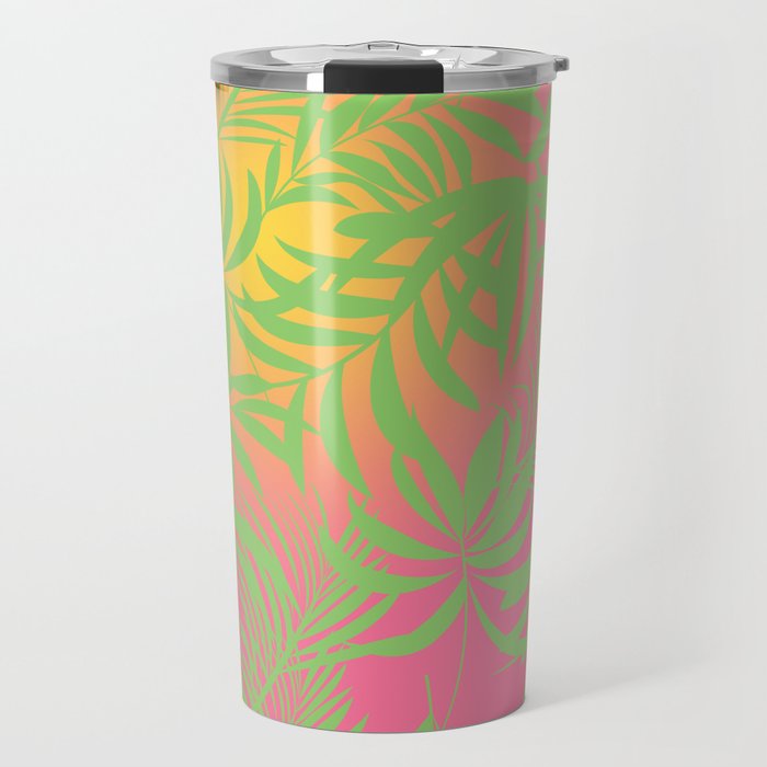 Tropical leaves in gradient background Travel Mug