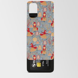 Dancing foxes in a fairy forest. Folk Art. Seamless pattern. Android Card Case
