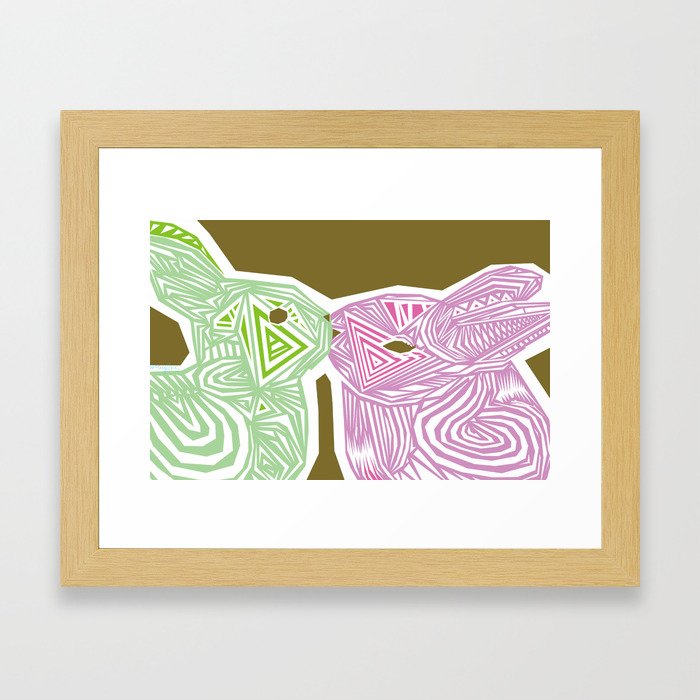 Kissing Bunnies Framed Art Print