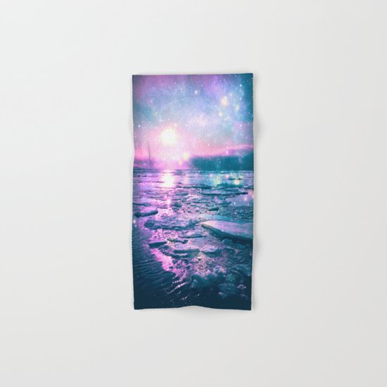 Mystic Waters Vibrant Pink Blue Lavender Hand & Bath Towel