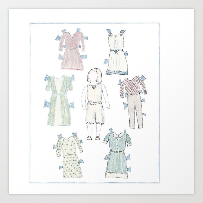 paper doll book page 1 Art Print by Beth Gilmore