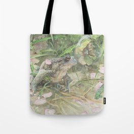 Toad with Cherry Blossom Petals Tote Bag