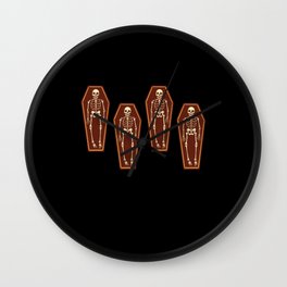 Skeleton In Coffin Coffins Halloween Wall Clock