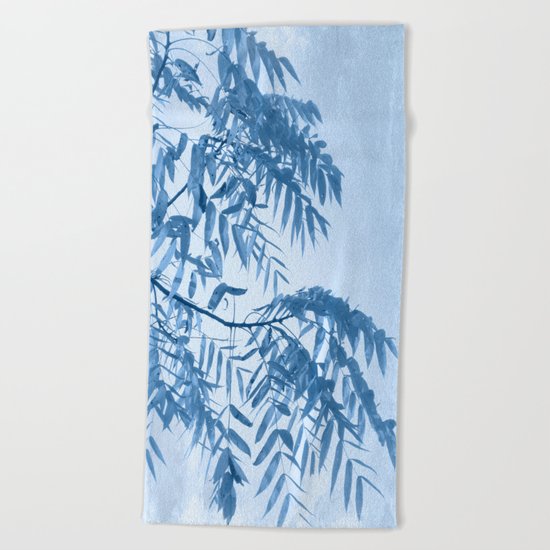 Blue Foliage Beach Towel