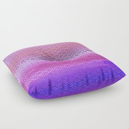 Magic Sunset/Purple Watercolor Seigaiha Pattern Floor Pillow