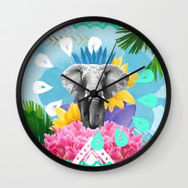 Elephant Festival - Blue Wall Clock