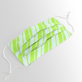 [ Thumbnail: Light Cyan and Light Green Colored Striped Pattern Face Mask ]
