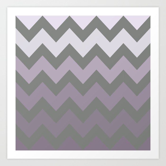 Grey and Lavender Chevron for Cosmos Glow Art Print