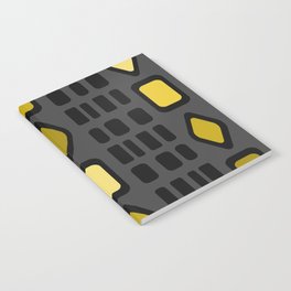 Retro Diamonds Rectangles Black Yellow Notebook