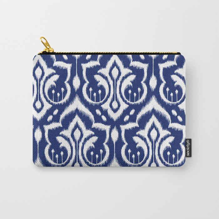 Ikat Damask Navy 2 Carry-All Pouch