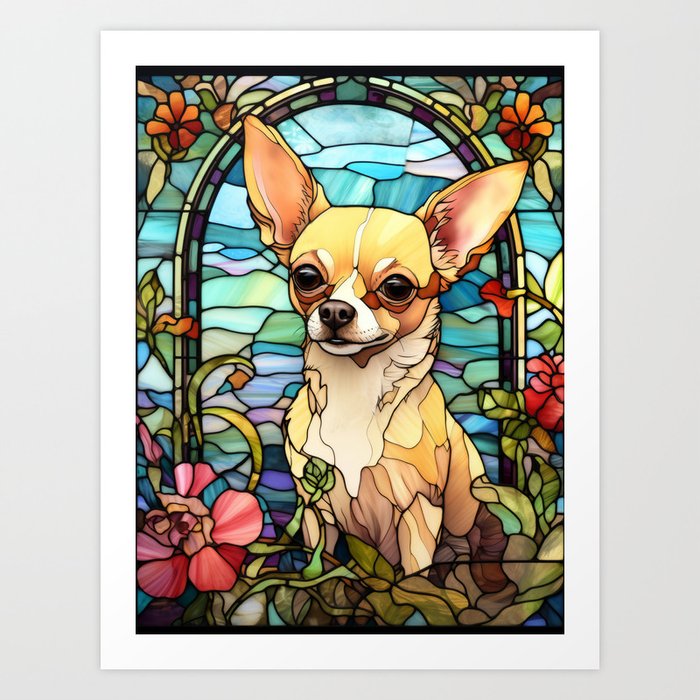 Chihuahua Stained Glass Window Design Art Print