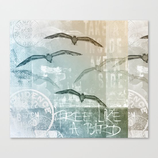 Seagull mixed media artwork Canvas Print