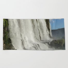 Brazil Photography - Majestic Waterfall In The Brazillian Rain Forest Beach Towel