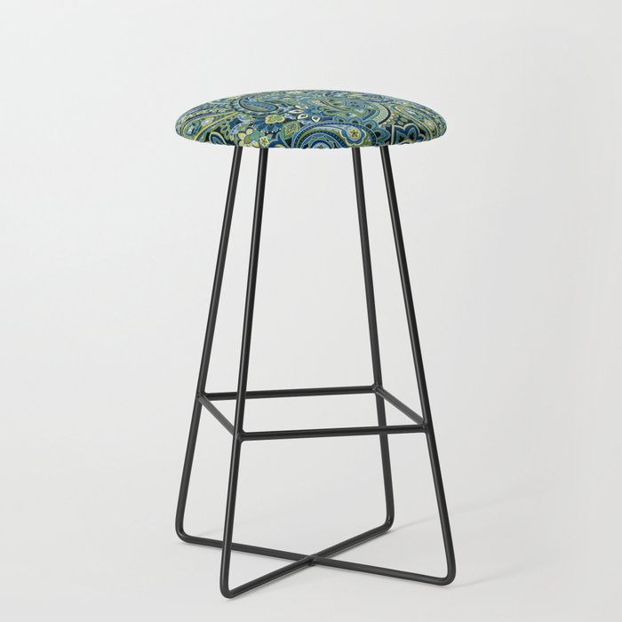 Paisley Forest Green Bar Stool