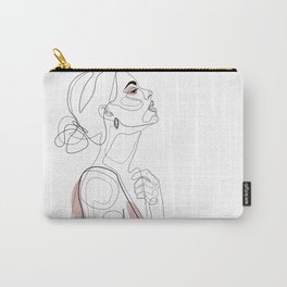 Blush Beauty Carry-All Pouch | Curated, Abstract Beauty, Blush, Profile, Hair And Makeup, Drawn In Lines, Woman, Line Drawing, Explicitdesign, Sketch 