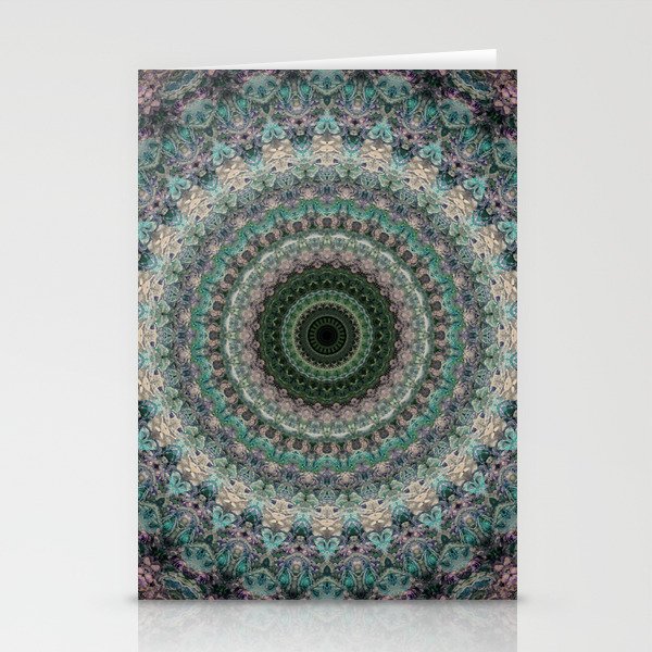 Mandala in different green tones Stationery Cards