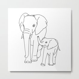 elephant cub Metal Print | Cub, Illustration, Monochrome, Nordic, Animal, Pup, Drawing, Elephant, Whelp, Blackandwhite 