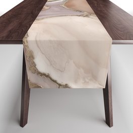 Taupe palette liquid marble and gold abstract Table Runner