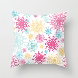 Colorful Abstract Flowers Pattern Throw Pillow