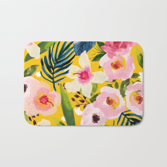 No Winter Lasts Forever; No Spring Skips It's Turn #painting #botanical Bath Mat